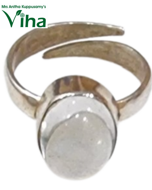 Clear Quartz Ring Silver - Adjustable with oval stone