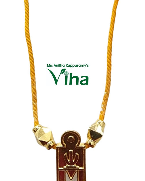 Impon Thali Set, pendant on a yellow twisted cord