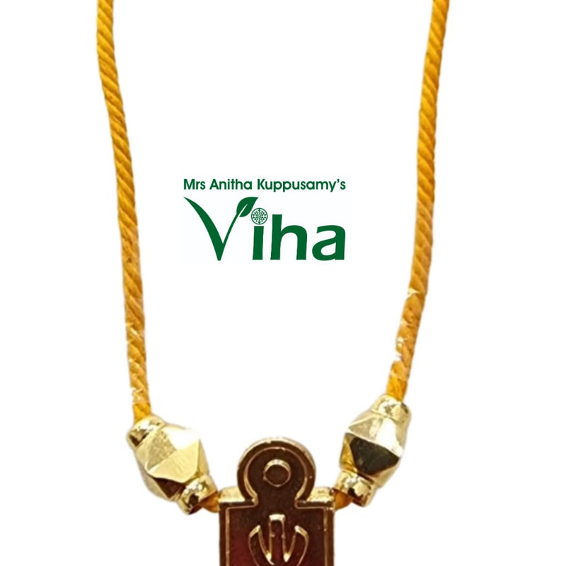 Impon Thali Set, pendant on a yellow twisted cord