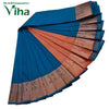 Soft Semi Silk Saree with Blouse, blue and copper orange woven pattern