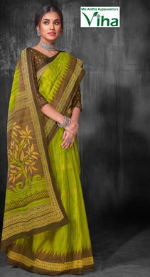 Pure Printed Cotton Saree with Blouse