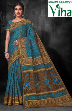 Pure Printed Cotton Saree with Blouse