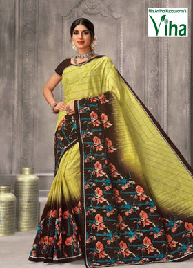 Pure Cotton Saree Printed With Blouse