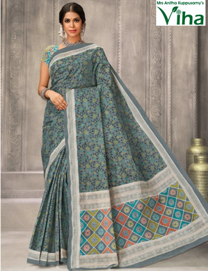 Pure Cotton Printed Saree With Blouse