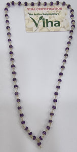 Amethyst Mala With Silver Cappings