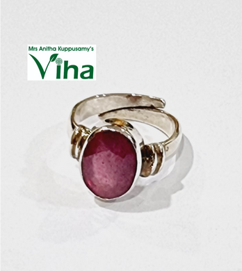 Oval Cut Silver Ruby Ring 7.00 gms - Adjustable