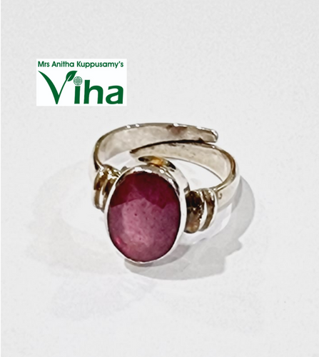 Oval, Rectangle, Square Cut Silver Ruby Ring Adjustable