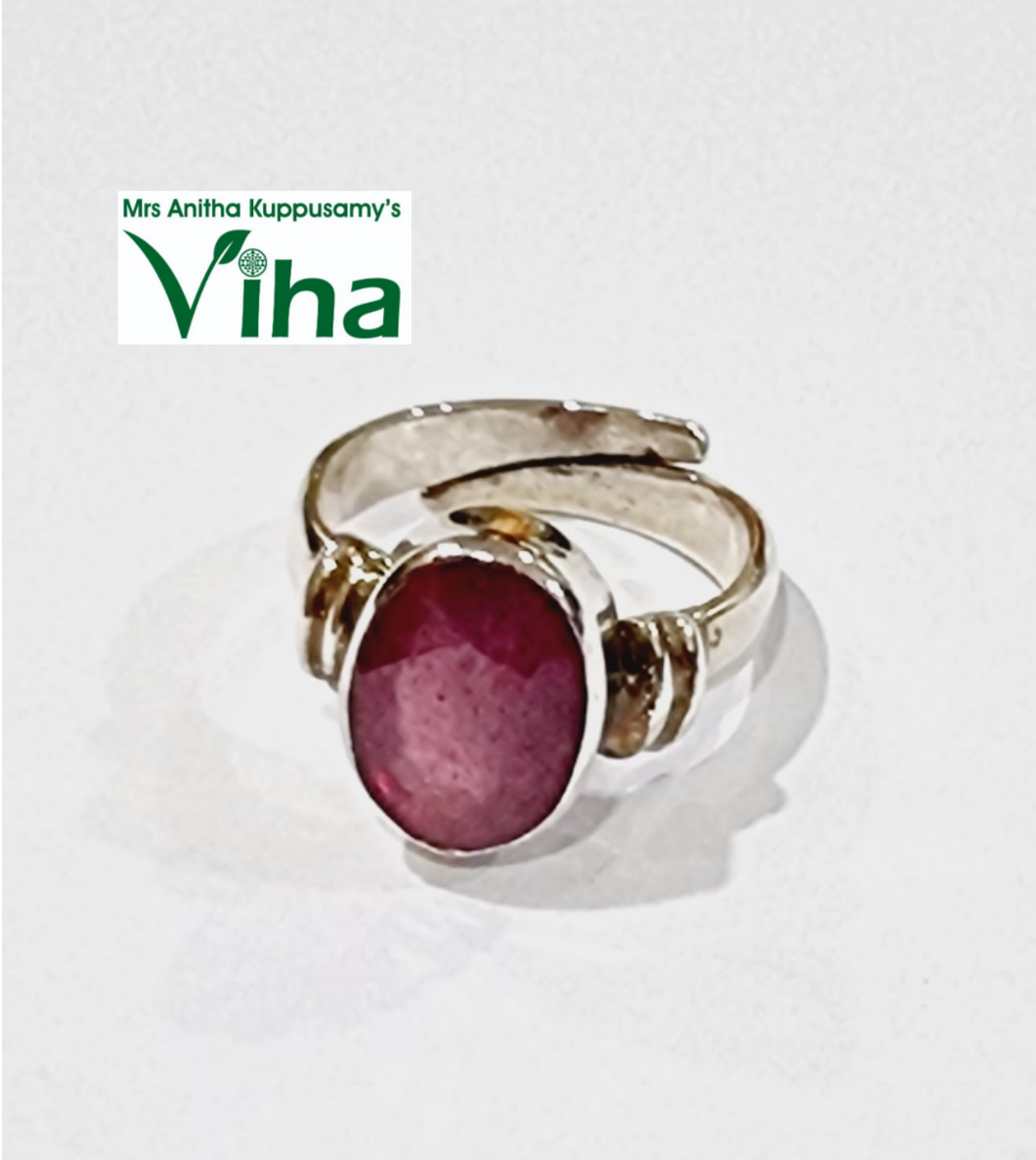 Oval Cut Silver Ruby Ring 6.05 gms Adjustable