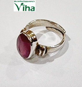 Oval Cut Silver Ruby Ring 7.00 gms - Adjustable