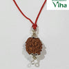 2 Face Rudraksh with Silver Cappings, textured pendant and red cord