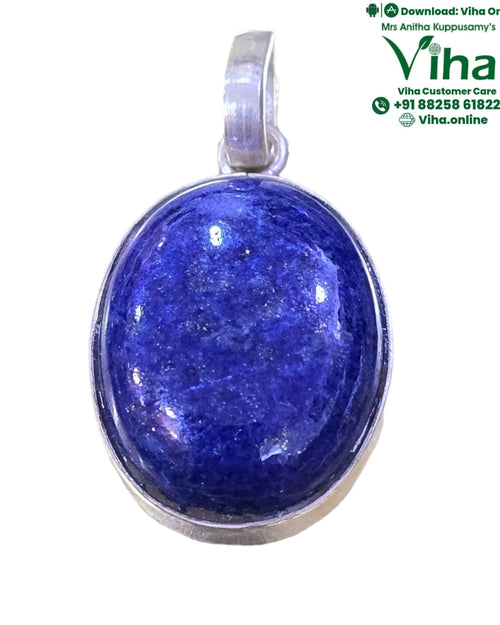 Lapis Lazuli Pendant Silver, polished cabochon stone