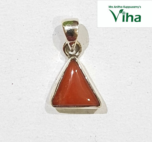 Coral Pendant Silver - Triangle Shape