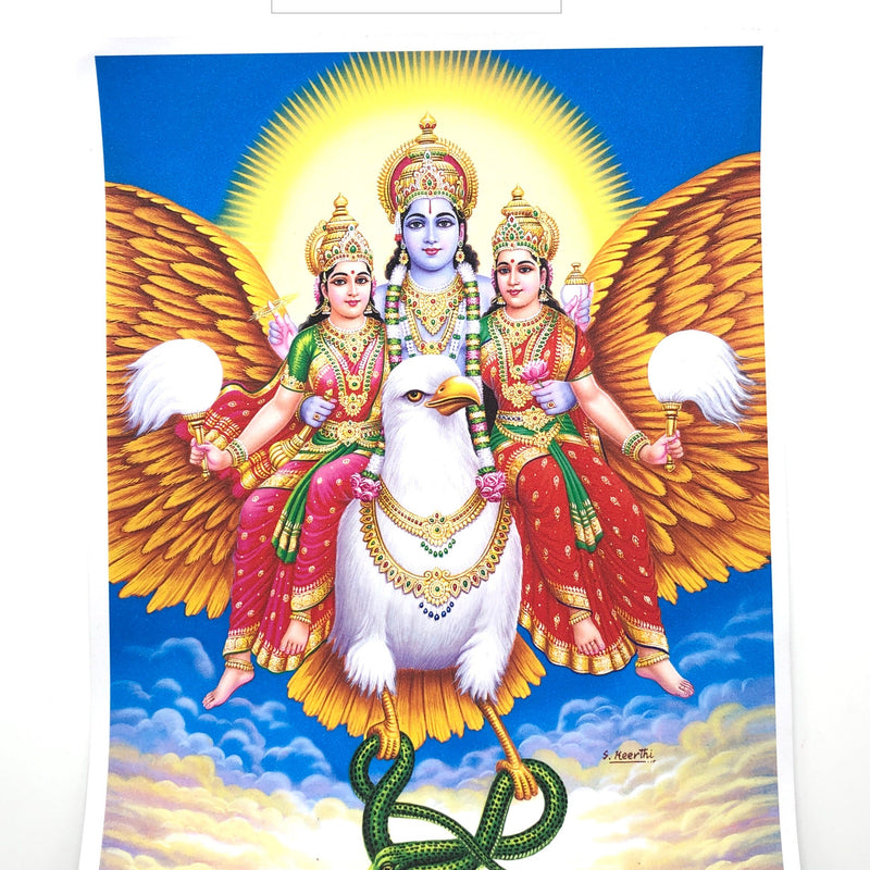 Garuda Bagawan Photo - Small, Garuda carrying Vishnu and Lakshmi, his wings spread wide