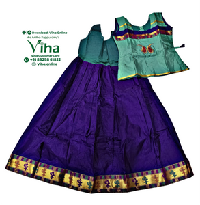 Readymade Pavadai Set With Sleeves / Lehenga Set - 7 to 8 Years