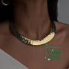 Metal Necklace with curved collar and hammered texture