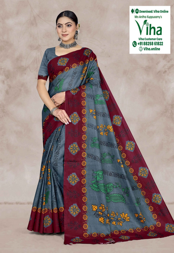 100% Pure Cotton Saree With Blouse