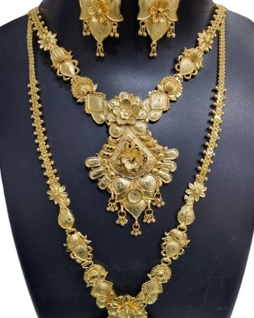 Impon Haram & Necklace Set with flower motifs and pendants