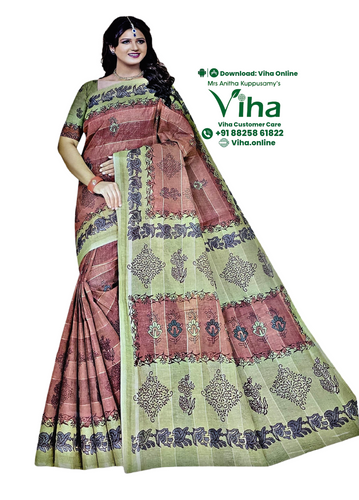 Super Net Cotton Saree With Blouse