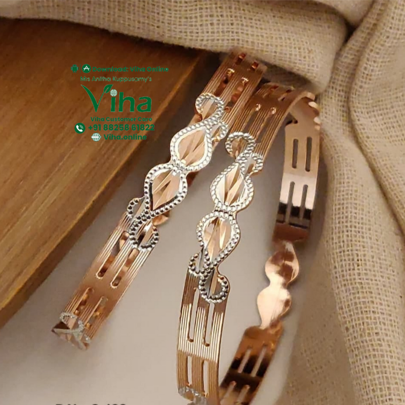 Designer Bangle with interlocking leaf-shaped links