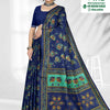 100% Pure Cotton Saree With Blouse in blue, green, orange and yellow with a floral pattern