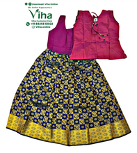 Readymade Pavadai Set With Sleeves / Lehenga Set - 7 to 8 Years