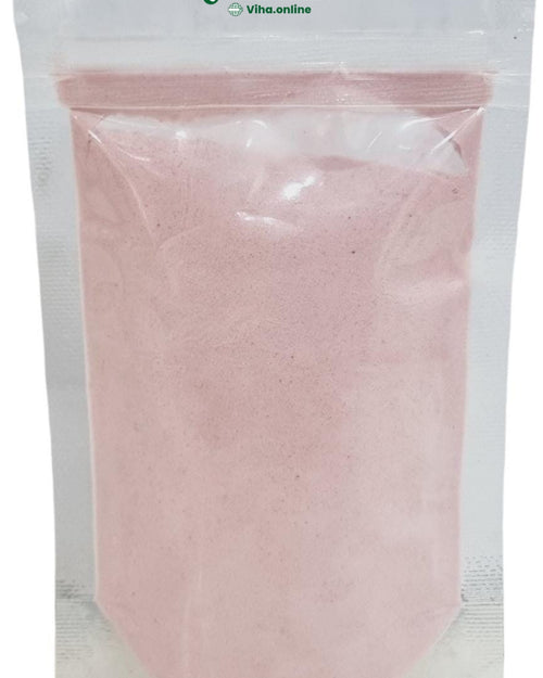 Black Grape Powder - Natural, a transparent plastic standing pouch filled with matte light pink powder