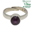 Star Ruby Silver Ring - Adjustable, circular band with a stone