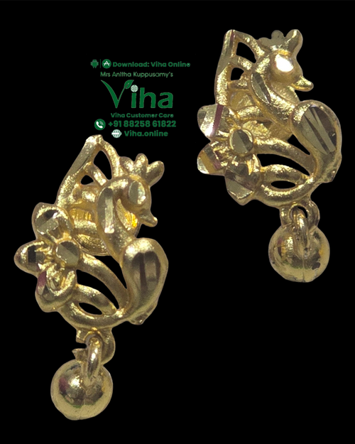 Impon Duck Stud with bird and floral motifs and dangling spheres