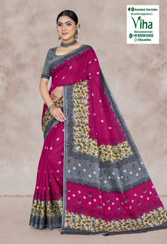 100% Pure Cotton Saree With Blouse