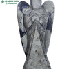Pyrite Angel - Big, a polished grey and dark-blue carved winged figurine with speckled patterns