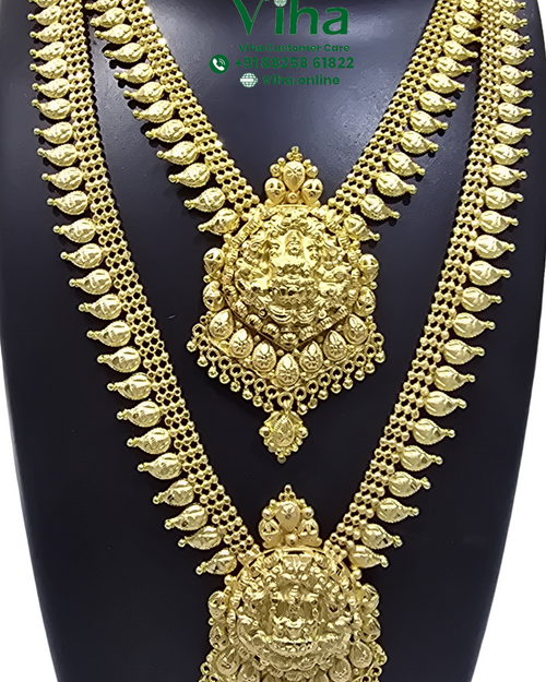 Impon Necklace & Haram Set with layered chains and paisley motifs