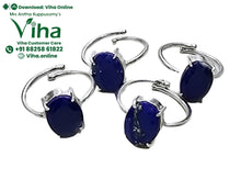 Lapis Lazuli White Metal Ring - Adjustable & Unisex