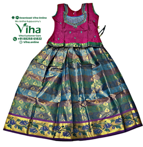 Readymade Pavadai Set With Sleeves / Lehenga Set - 9 to 10 Yrs