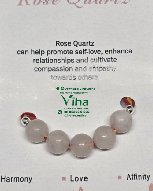 Rose Quartz Rahi Bracelet with beads on a cord
