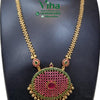 Micro Plated Premium Quality Chain & Ear Studs Set, long chain with a circular pendant