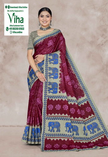 100% Pure Cotton Saree With Blouse