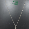 Evil Eye Pendant Chain, a silver-toned link chain necklace with a heart-shaped pendant featuring a blue eye motif