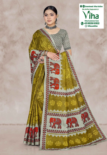 100% Pure Cotton Saree With Blouse