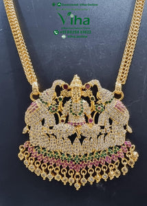 Impon Multi Coloured Stones Gajalakshmi Pendant Chain