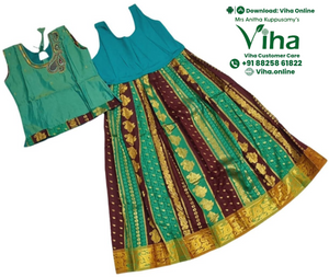 Readymade Pavadai Set With Sleeves / Lehenga Set - 10 to 11 Yrs