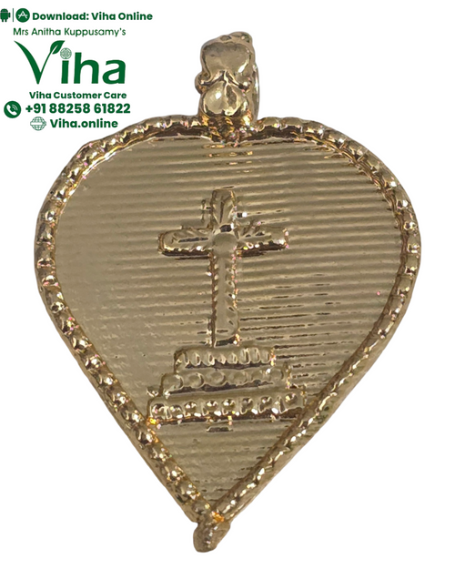 Impon Cross Pendant with heart and stepped base