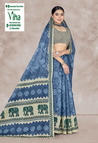 100% Pure Cotton Saree With Blouse
