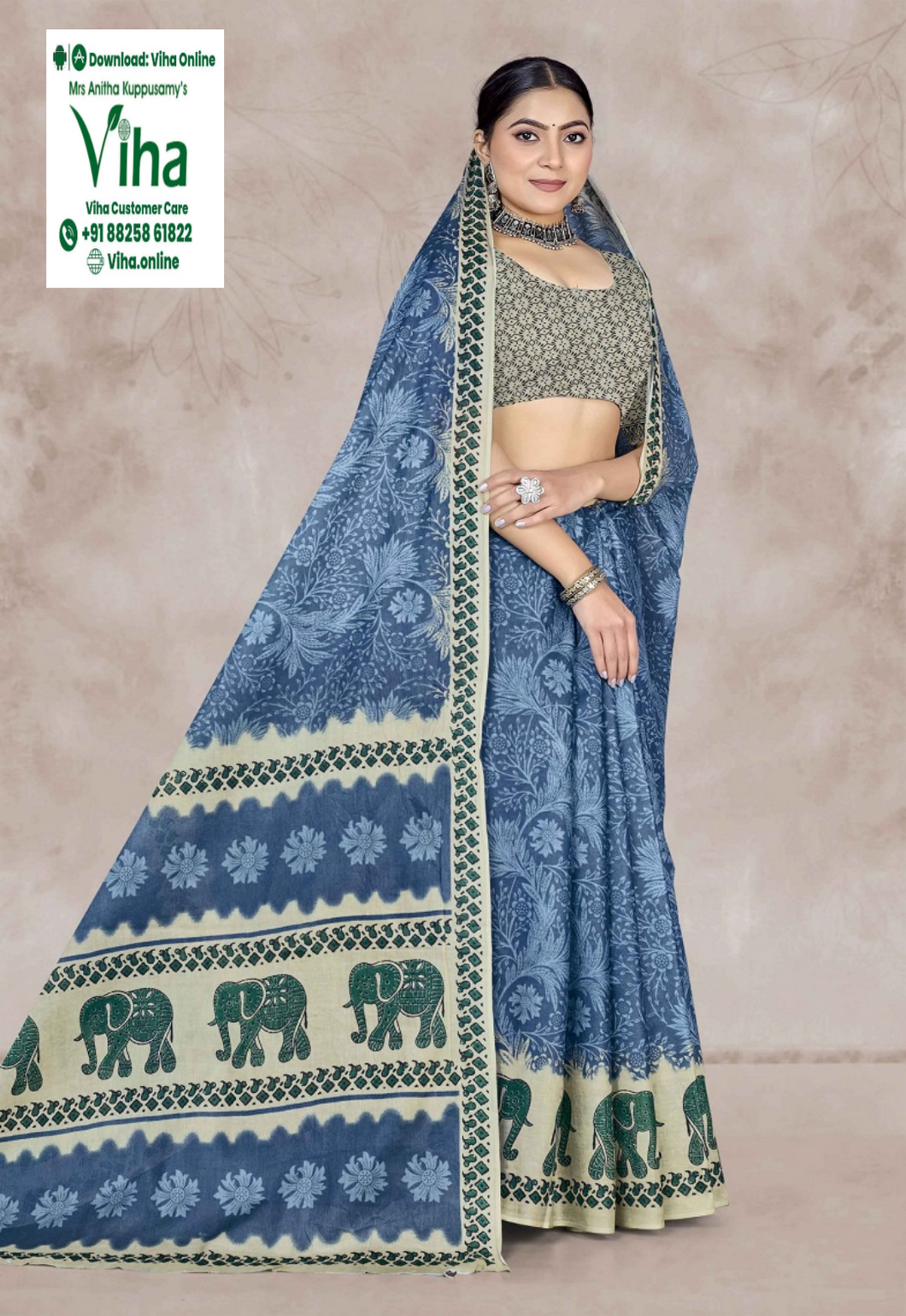 100% Pure Cotton Saree With Blouse