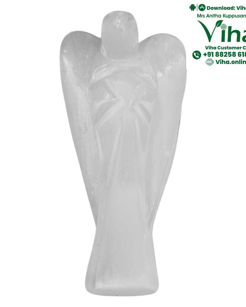 Selenite Stone Angel, a white figure with carved wings