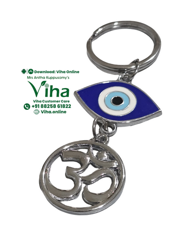 Evil Eye Om Steel Keychain