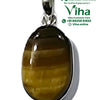 Tiger Eye Stone 925 Silver Pendant, horizontal banded pattern