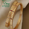 Designer Fancy Bangles with ribbed texture and alternating stone inlays