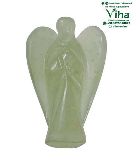 Green Mica Stone Angel, a smooth figure with carved folded wings