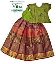 Readymade Pavadai Set With Sleeves / Lehenga Set - 7 to 8 Years