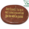 Wish Granting Zibu Coin, a reddish-brown oval stone with polished surface and gold-toned engraved text across the front